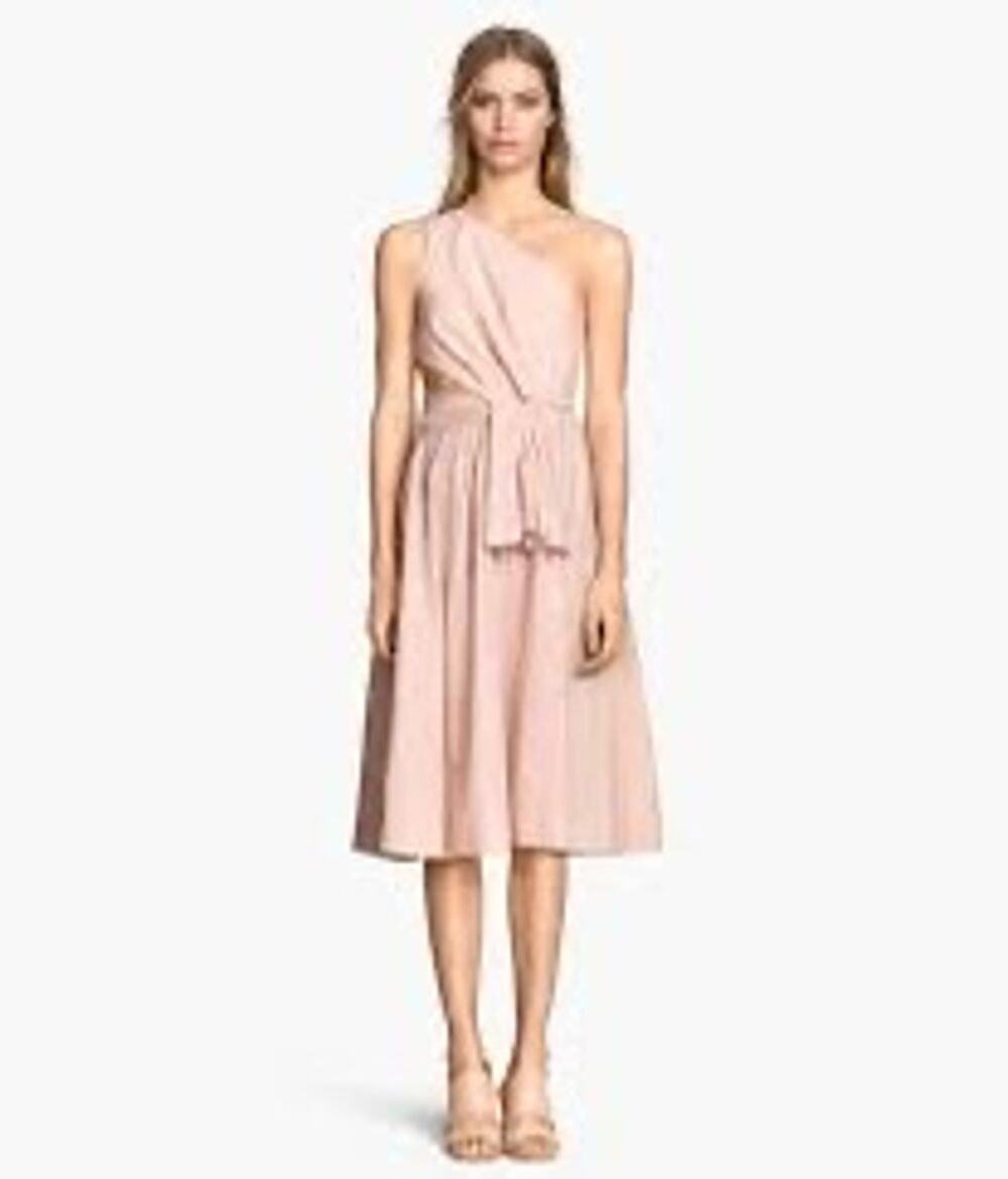 NWT Women’s H&M One Shoulder Cut-Out‎ Dress Blush Pink 100% Cotton Size 14